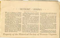 "A Souvenir" of the Decennial Celebration of Roanoke City, Virginia