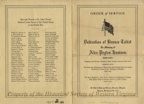 Program for the Dedication of a Bronze Tablet in Memory of Alice Peyton Jam