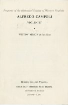 Hollins College Program for concert with Alfredo Campoli