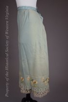1890 blue flanel and floral embroidered petticoat