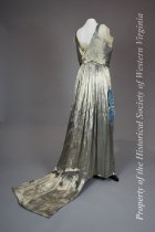 1916 blue and silver lame rose gown