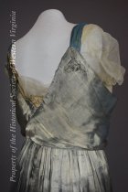 1916 blue and silver lame rose gown