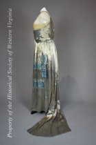 1916 blue and silver lame rose gown