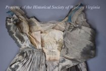 1916 blue and silver lame rose gown