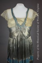 1916 blue and silver lame rose gown
