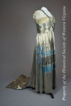 1916 blue and silver lame rose gown