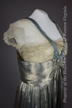 1916 blue and silver lame rose gown