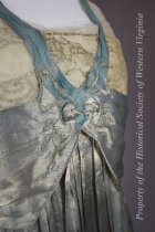 1916 blue and silver lame rose gown