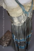 1916 blue and silver lame rose gown