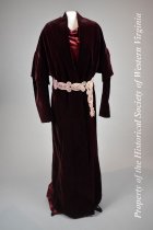 1930s Red Velvet Belted Coat