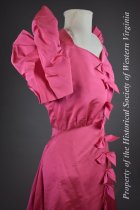 1950s pink taffeta bow gown