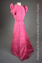 1950s pink taffeta bow gown