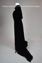 1930s black velvet trained gown