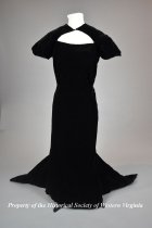 1930s black velvet trained gown