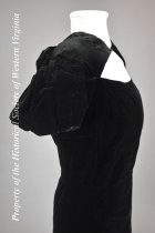 1930s black velvet trained gown