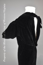 1930s black velvet trained gown