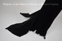 1930s black velvet trained gown