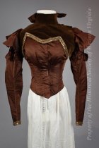 Bronze silk and velvet, sequin trimmed bodice