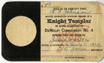 Knights Templar membership card