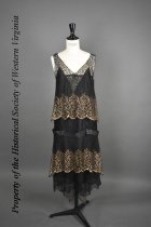 Black and Gold Lame Lace Evening Gown