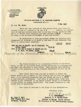 Bill of Exchange sent from the Claims Section of the Marine Corps to Owen Keith Hall