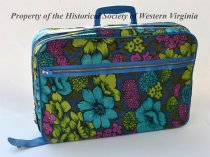 Blue and green floural suitcase