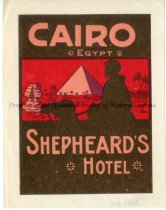 Shepheard's Hotel Cairo Egypt Luggage Label