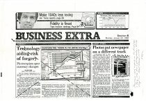 Photocopy of a newspaper clipping "Photos put newspaper on a different track"