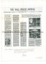 Photocopy of a newspaper clipping "Fame Arrives Late for a Photographer Who Trained His Camera at Night Trains in the Late Steam Age"