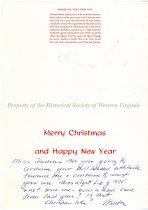 Howard Fogg Christmas card to Marie Dudra from O. Winston Link