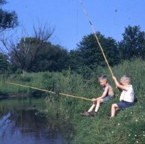 Tom & Tim Histand fishing, ca. 1946