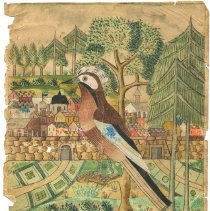 Watercolor picture, "Der Nussheher," circa 1825