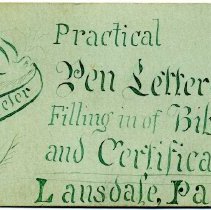 Isaiah H. Keeler calligraphy promotional card