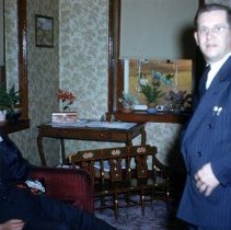 Wallace Derstein and Clayton Gross in the Derstein parlor