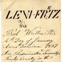 Levi Fretz bookplate, 1851
