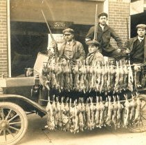 William A. & Harry A. Derstine (front), rabbit hunting, ca.1915. Others?