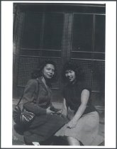 Rose Fung and Eleanor Wong in front Garden Hall, U of Chicago, 1947-1948