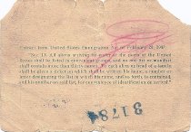 Immigration card for Mr. Wong Hein Seek--Back