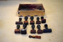 Box with Rubber Stamps