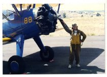 Maggie Gee in her flight uniform