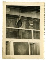 A person standing in front of a large chalkboard