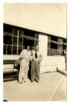 Maggie Gee with one of her instructors