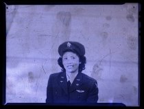 A negative of Maggie Gee in her WASP uniform