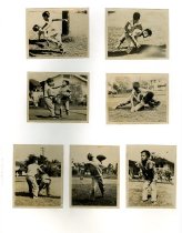 Photos of two young boys playing in a field