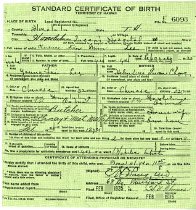 Clarence Lee's birth certificate