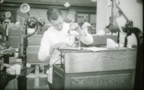 Dental School Student with Denture Surveyor 1940