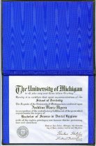Jackline Miller diploma and case