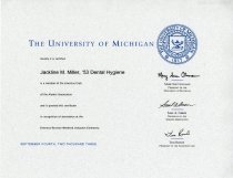 Jackline Miller Emeritus Club certificate, 09/04/2003