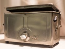 Slightly angled front view of Pelton sterilizer