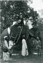 John and Lydia in India Atop the Elephant  1889